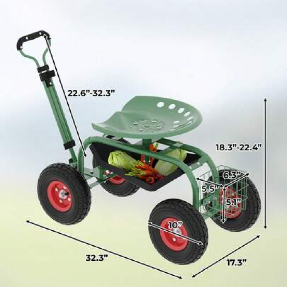 Zware transportkar met zitting - Gardening Tools For Seniors recensie en prijs