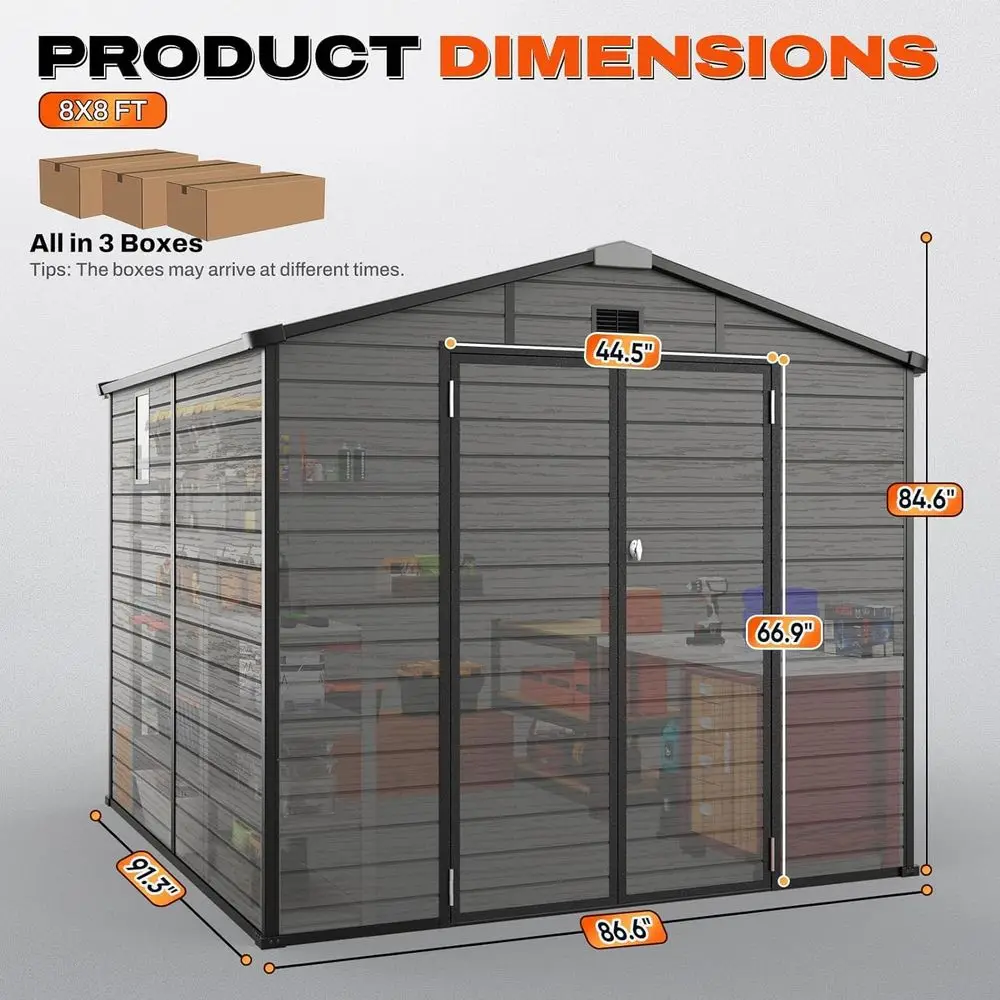 8x8 Buitenberging met vloer, k - Gardening Tools Plastic recensie en prijs