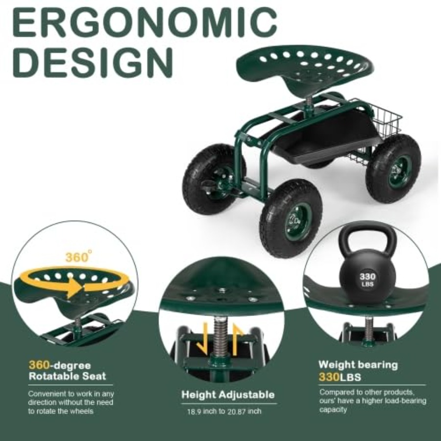 Tuinwagen met zitje, wielen, s - Gardening Tools For Seniors recensie en prijs