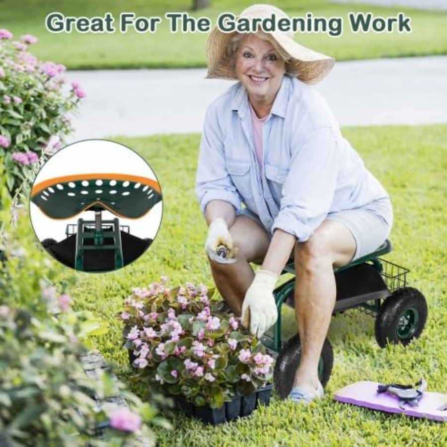 Tuinwagen met zitje, wielen, s - Gardening Tools For Seniors recensie en prijs